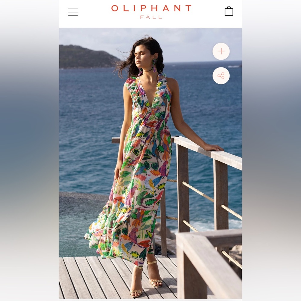 Oliphant Ruffle V-Neck Maxi Dress, Poly Green.  S.